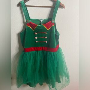 NWT Women Christmas Festive Holiday Costume Elf Green Tutu Dress XL Extra Large
